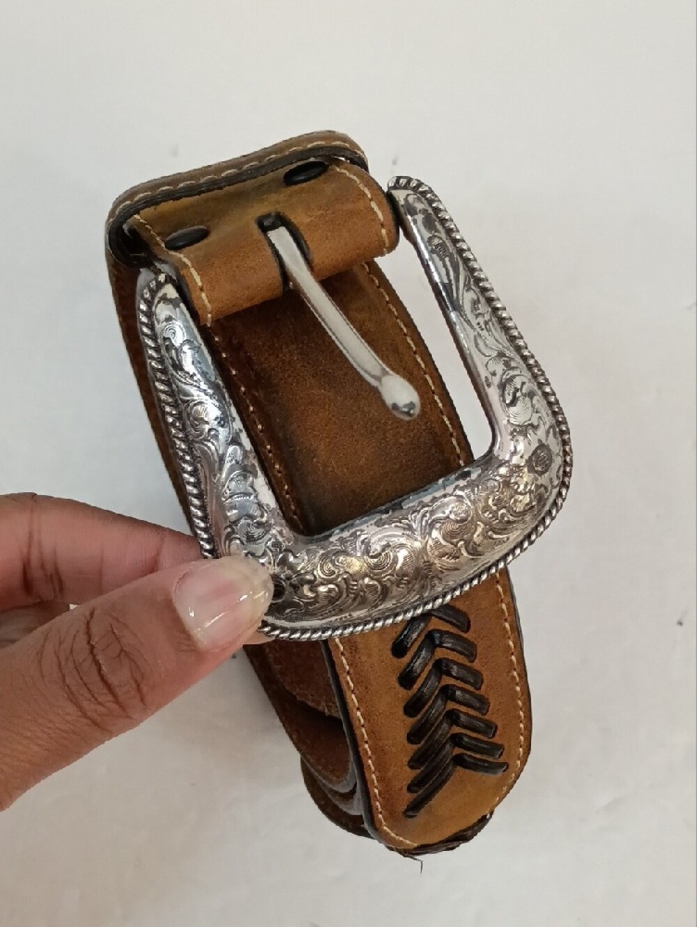Cavender's Brown Leather Western Concho Belt Size 42